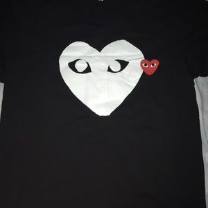 cdg white black heart